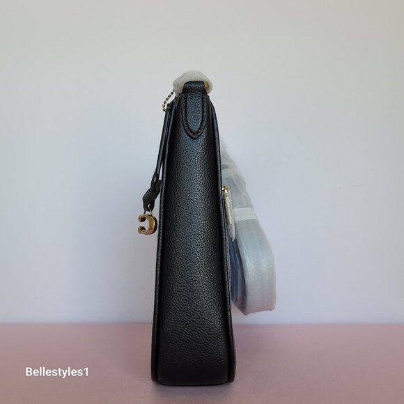 COACH Chaise Pebbled Leather Crossbody Bag- Black color $238. - Picture 7 of 16